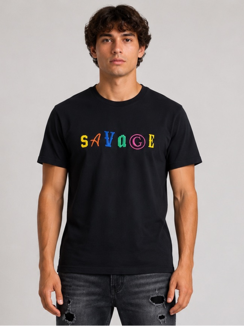 Fresh Vibes Men’s Medium SAVAGE Cotton T Shirt NWT Street Wear Art Colorful Tee
